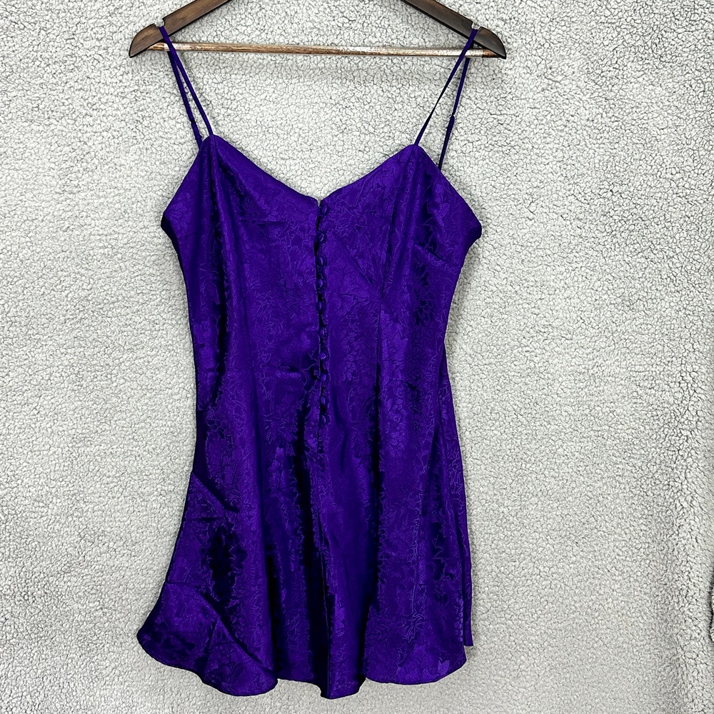 Adonna Slip Dress Women M Purple Jacquard Floral Mini Y2K Coquette Romantic